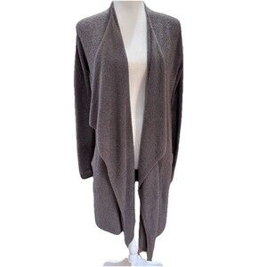 Barefoot Dreams Cozychic Lite Cardigan Gray S/M Open Front Soft Knit Pockets
